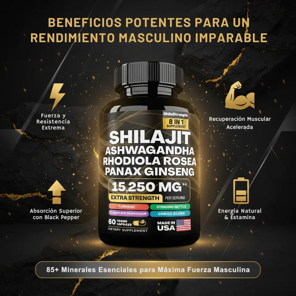 Cápsulas de Shilajit 100% Puro del Himalaya 🏔️✨ con 92 Minerales 💪