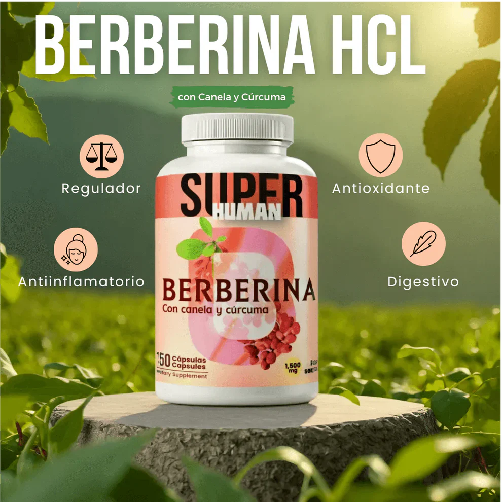 Berberina HCL™ - Cápsulas de Equilibrio de la Glucosa y Prevención Diabética con Canela y Cúrcuma (150 Cápsulas)