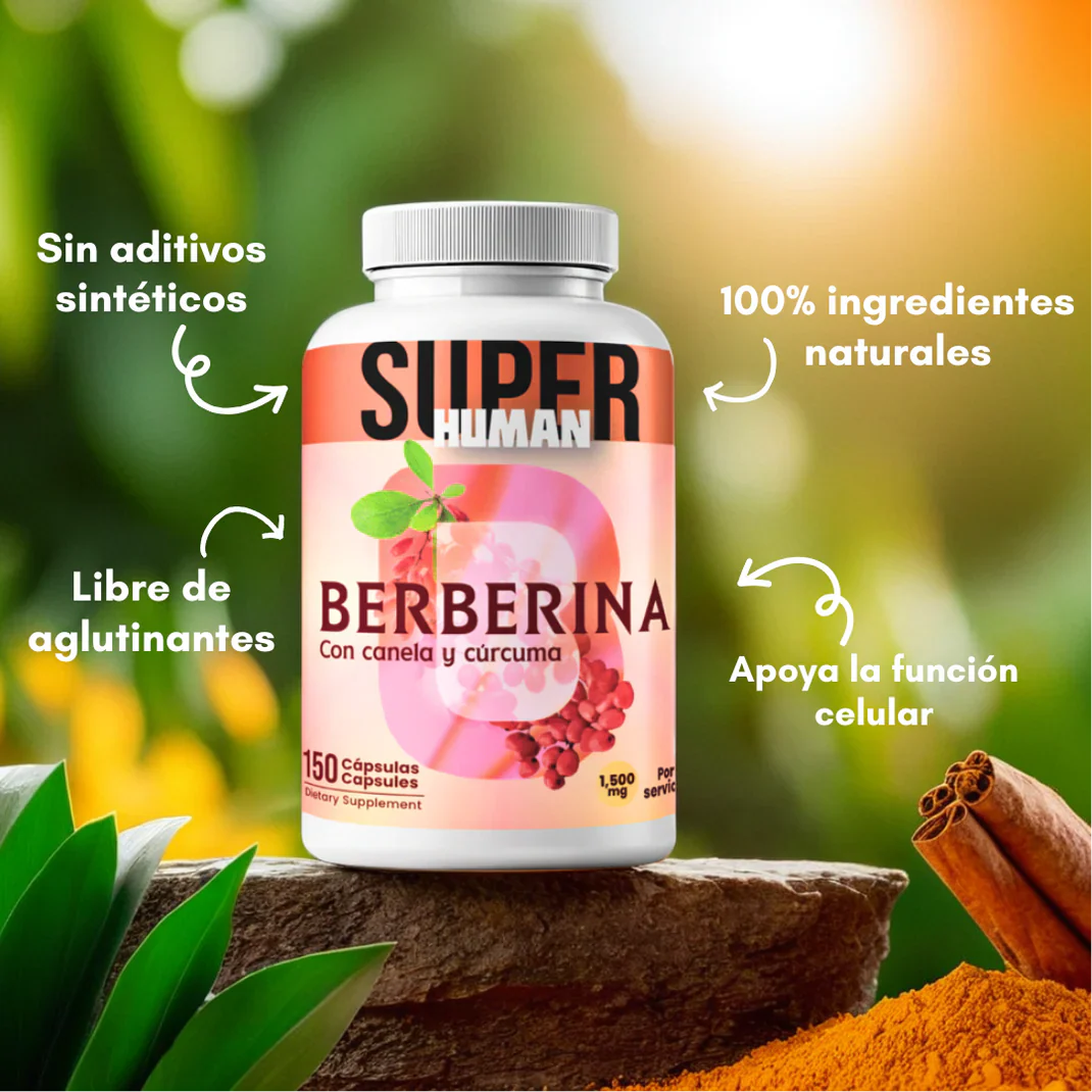 Berberina HCL™ - Cápsulas de Equilibrio de la Glucosa y Prevención Diabética con Canela y Cúrcuma (150 Cápsulas)
